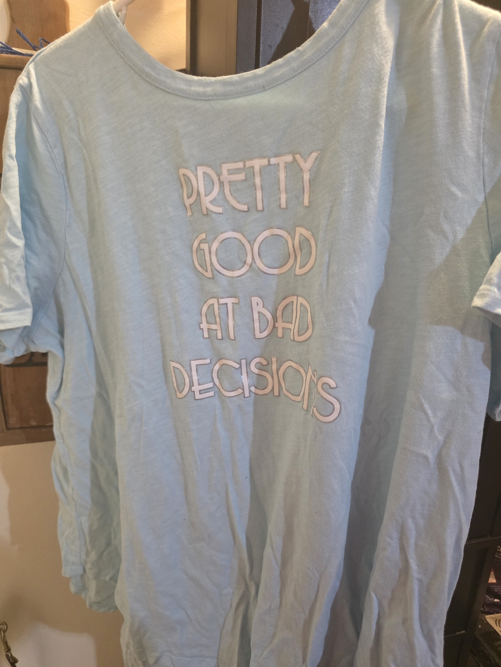 Lane Bryant Light Blue 'Pretty Good At Bad Decisions' Short Sleeve Tee